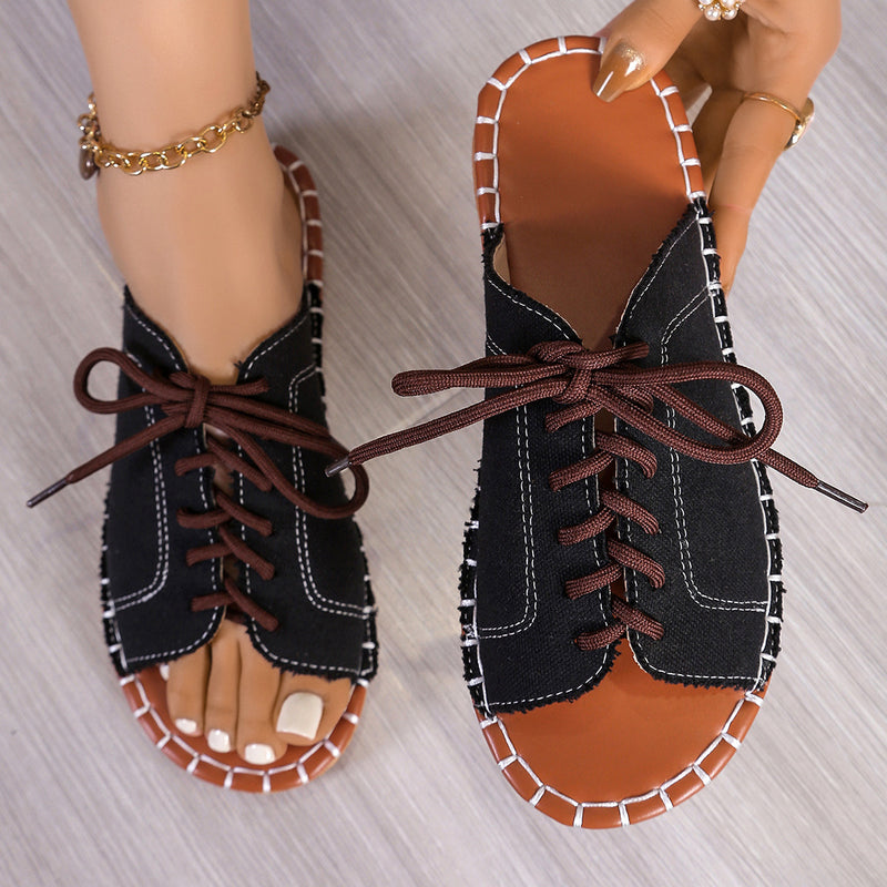 Women's Casual Denim Lace-Up Sandals