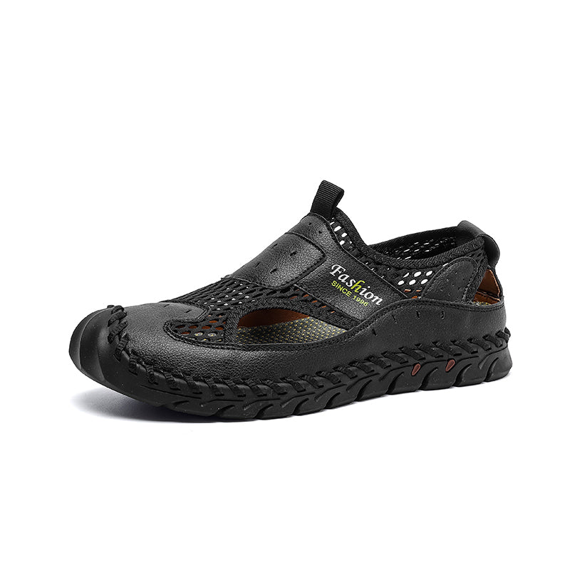 Men’s Breathable Mesh Leather Casual Walking Shoes