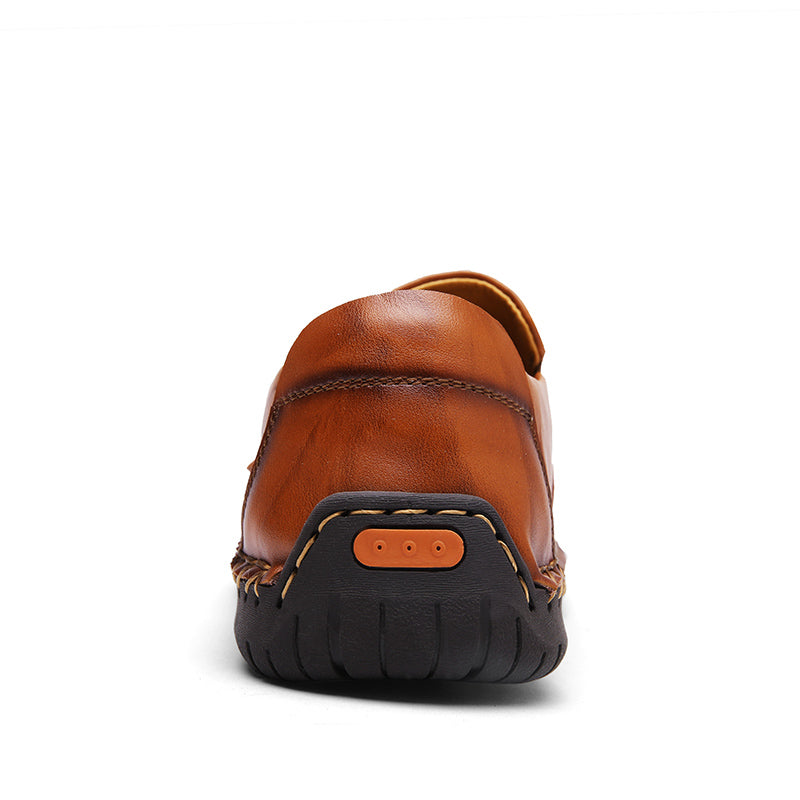 Men's Genuine Leather Slip-On Loafers with Zipper