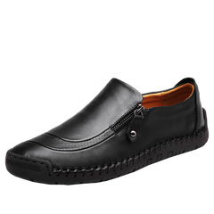 Men's Genuine Leather Slip-On Loafers with Zipper